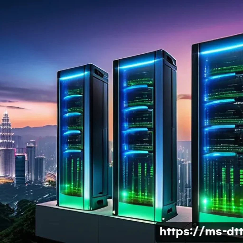 데이터 레이크 구축 시 고려해야 할 성능 요소 - A futuristic data center in Kuala Lumpur with advanced distributed storage architecture, showing mul...