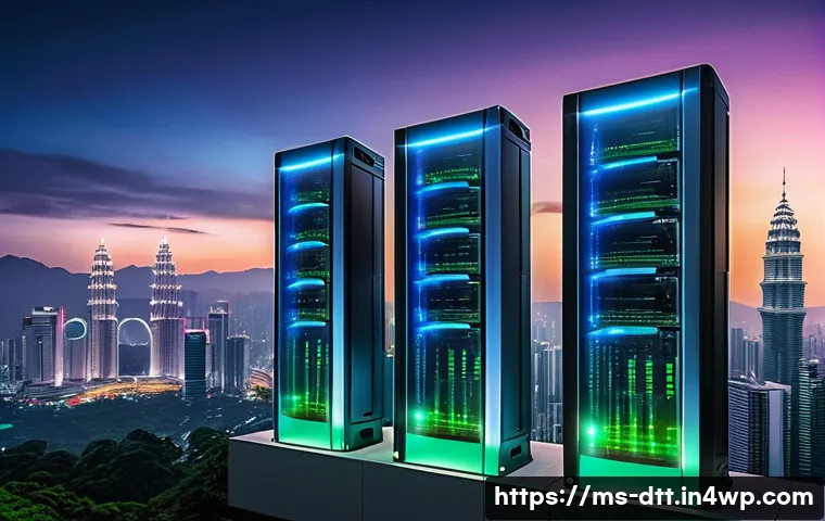 데이터 레이크 구축 시 고려해야 할 성능 요소 - A futuristic data center in Kuala Lumpur with advanced distributed storage architecture, showing mul...